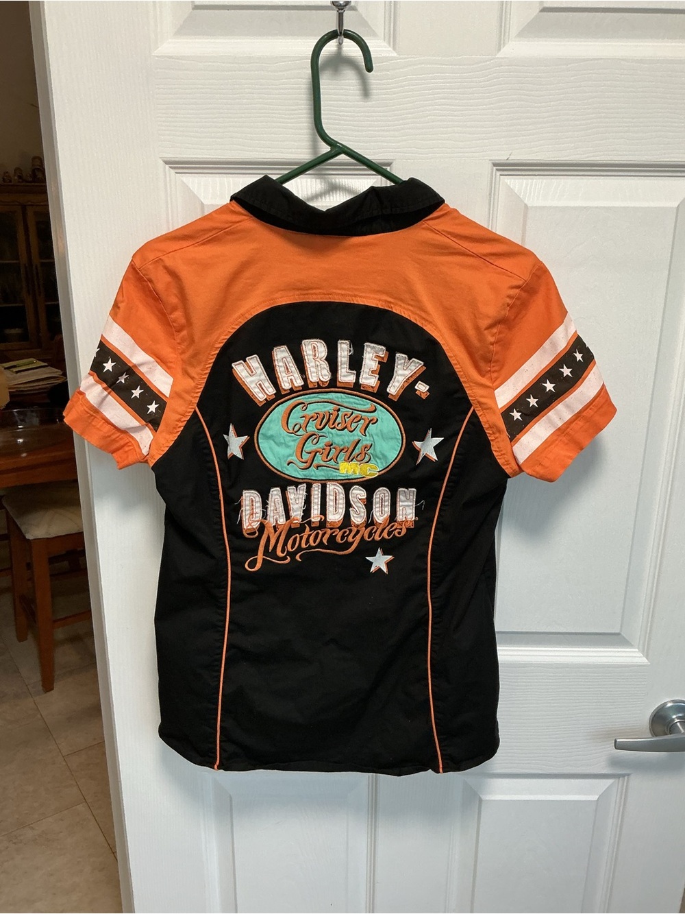 Harley-Davidson Ladies Garage SS Shirt With Zip Front Sz L